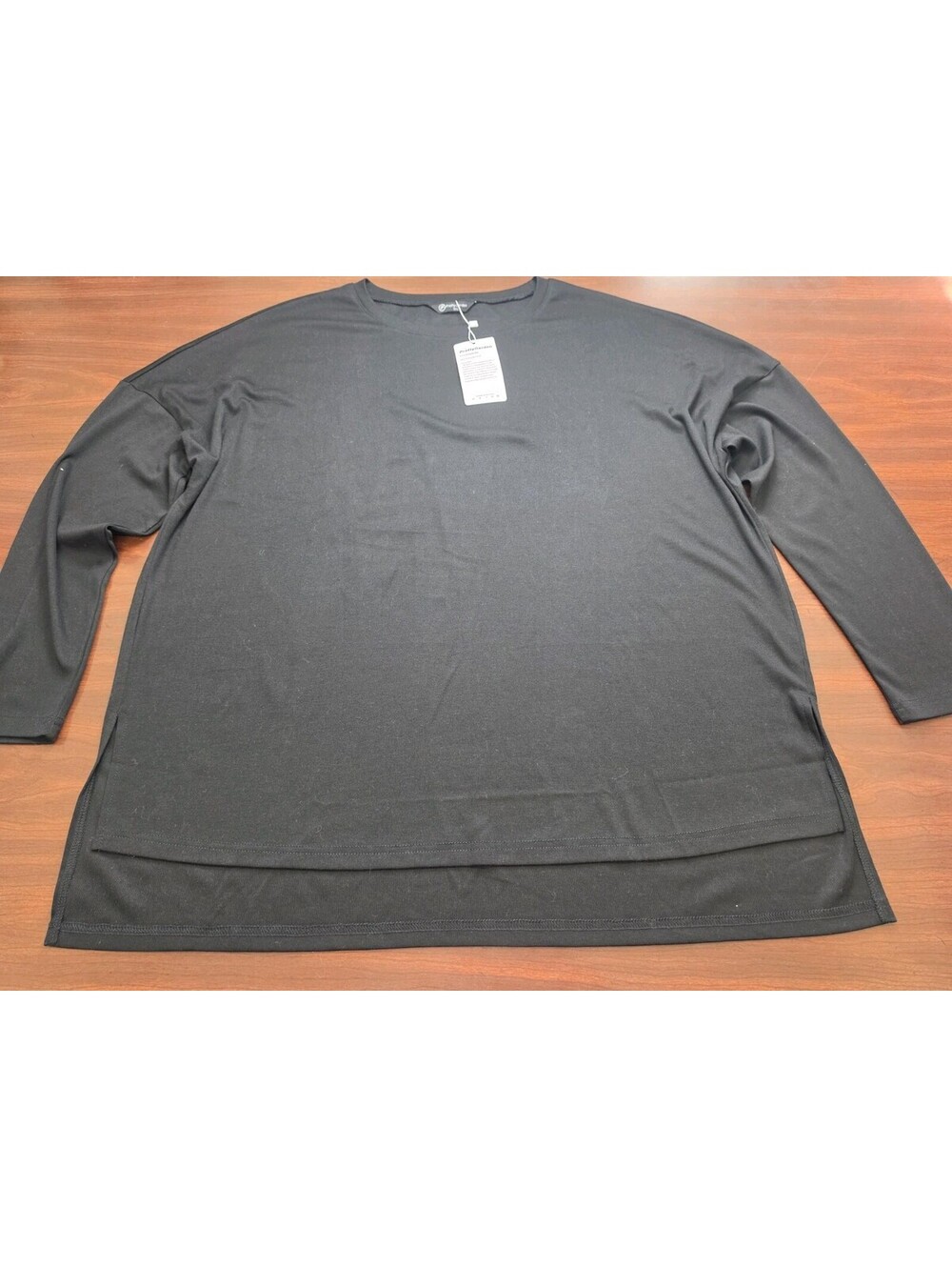 NWT Prettyparty Black Oversized 3/4 Sleeve Crewneck Top High Low Hem XXL Casual